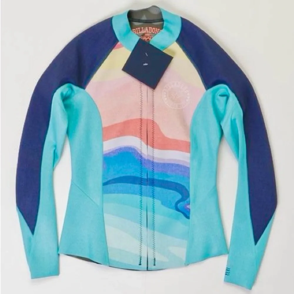 Billabong Surf Capsule Peeky Jacket Rashguard in Blue/Pink Multi - Picture 2 of 8